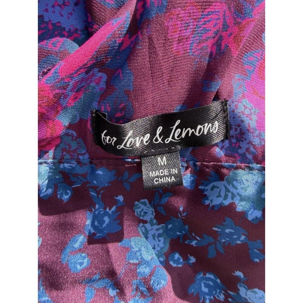 For Love & Lemons Jewel Tones Crop Blouse Silky Whimsigoth Wrap Medium Romantic - Picture 4 of 5